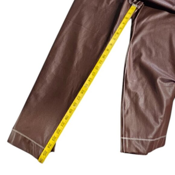 Maeve The Colette Cropped Wide-Leg Pant, Faux-Leather Top-Stitch, Brown, Size 32 - Picture 5 of 11